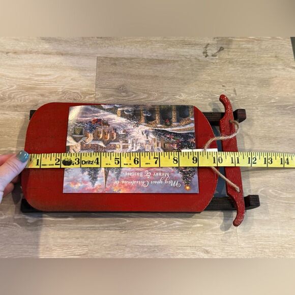 Hand Crafted Wood Sled Card or Photo Display Christmas Wall Decor - Picture 2 of 2